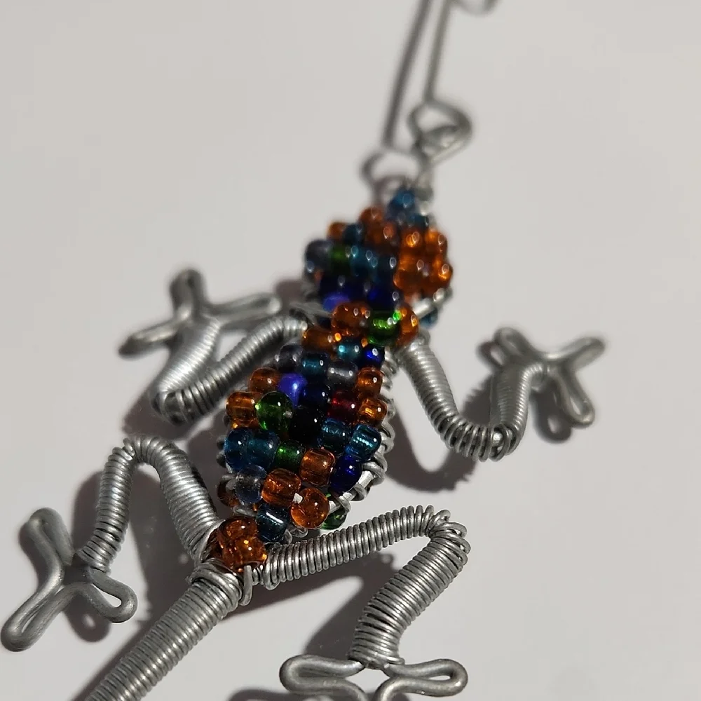 Colorful Beaded Lizard Keychain
